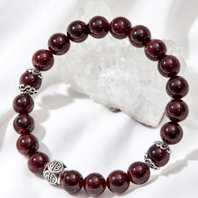 Vòng tay ngọc hồng lựu phối hình trụ Ngọc Quý Gemstones
