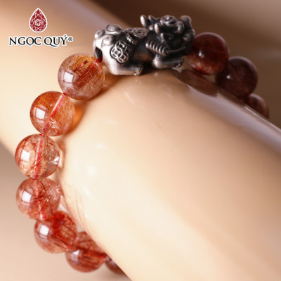 Vòng thạch anh tóc đỏ 12mm tỳ hưu nạc tài lộc mệnh hỏa, thổ - Ngọc Quý Gemstones
