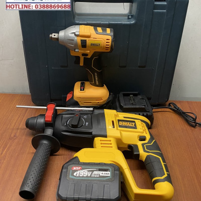 Bộ Combo Máy Khoan Đục Bê Tông Và Máy Siết Bulong - Bộ 2 Pin 15 Cell Động Cơ Từ Không Chổi Than - Bảo Hành 12 Tháng