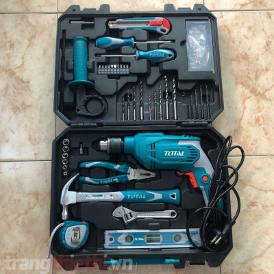BỘ MÁY KHOAN BÚA 650W 13MM 101 MÓN TOTAL THKTHP 1012E - HÀNG CHÍNH HÃNG