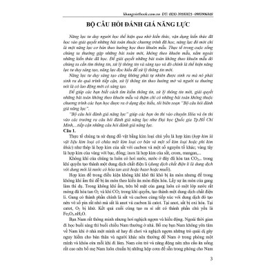 Sách - Tuyển Tập Câu Hỏi Đánh Giá Năng Lực Môn Hóa - Khang Việt Book