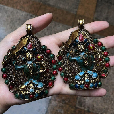 MẶT DÂY CHUYỀN TƯỢNG VĂN THÙ SƯ LỢI BỒ TÁT NEPAL CỔ - PHẬT BẢN MỆNH TUỔI MÃO