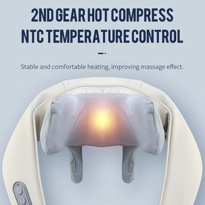 ￼Máy massage cổ vai gáy với 6 đầu mát xa nâng cấp chất liệu silicon, kết hợp chườm nóng giảm đau nhức Thiên phúc tâm