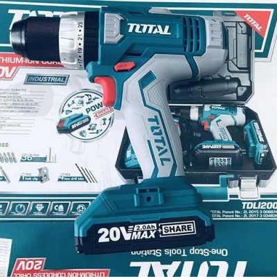 MÁY KHOAN VẶN VÍT DÙNG PIN 20V (2.0 - 13MM) 47 CHI TIẾT (KÈM THEO 02 PIN) TOTAL TDLI2003 - HÀNG CHÍNH HÃNG