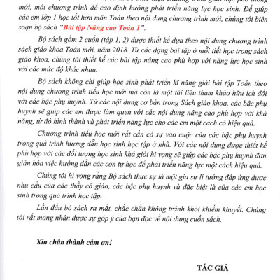 Bài Tập Nâng Cao Toán 1 - Tập 1 (Biên Soạn Theo Chương Trình Mới)