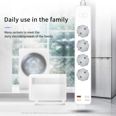 Ổ Điện Wiwu Power Strip Socket With 4 AC 3 USB 20w PD Ngăn Trẻ Em Chạm Vào, Dây Cáp Dày và Bền - Hàng Chính Hãng