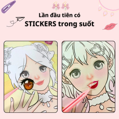 Sách - Trang Điểm Thần Tượng Hàn Quốc Lisa Và Công Chúa Mina - Tô Màu Và Bóc Dán Hơn 100+ Stickers Xinh Đẹp Cho Bé Gái