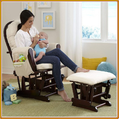 Ghế trượt thư giãn  Rocking Chair Juno Sofa màu nâu kem KT 70 x 74 x 102 cm