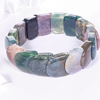 Vòng tay chalcedony đa sắc bản 20x20mm  - Ngọc Quý Gemstones