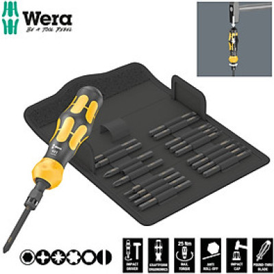 Bộ tua vít đóng nới lỏng ốc vít Wera 05018110001 Kraftform Kompakt 900 Set 1 gồm 19 chi tiết với các đầu vít dài 70mm