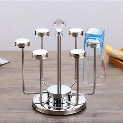  Giá úp ly, Giá úp cốc, Giá úp tiện lợi màu bạc Giá Úp Cốc Đẹp Để Bàn, LUXURY Giá Để Cốc Chén Inox Cao Cấp Xoay 360 Độ Sang Chảnh Và Tiện 