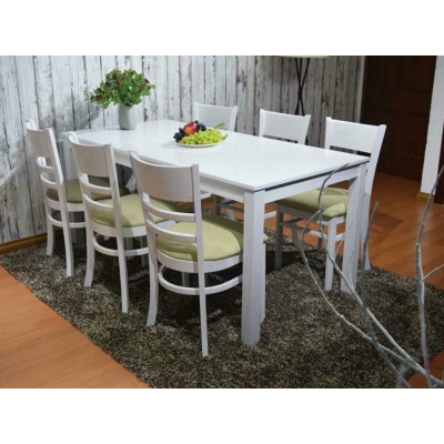 Bộ bàn ăn cabin 1m65 trắng + 6 ghế cabin  Thương hiệu Nội Thất Bình Long 