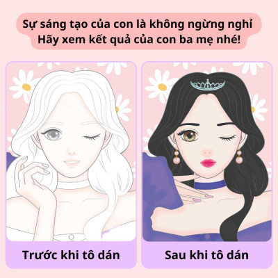 Sách - Trang Điểm Thần Tượng Hàn Quốc Lisa Và Công Chúa Mina - Tô Màu Và Bóc Dán Hơn 100+ Stickers Xinh Đẹp Cho Bé Gái