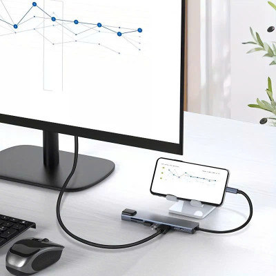 Bộ Chuyển Đổi Hub USB C Hub 8 Trong 1 Type C 3.1 Sang 4K RJ45 Đọc Thẻ SD / TF Cho MacBook Notebook Laptop Máy Tính - Hàng Nhập Khẩu