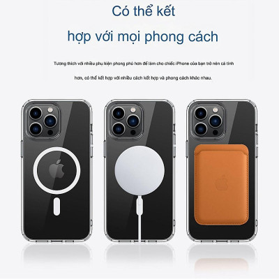 Ốp lưng trong cho iPhone 15 Pro Max / 15 Pro hiệu Likgus Crystal sạc nam châm từ tính, chống ố vàng, bảo vệ camera - Hàng chính hãng