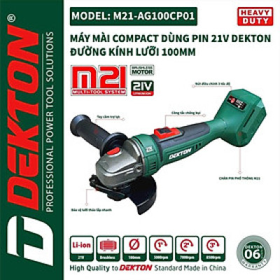 COMBO Máy Mài Góc Dùng Pin Dekton M21-AG100CP01 KÈM 1 PIN M21-B4000M + 1 SẠC M21-S20 DEKTON - KM_T8 -HÀNG CHÍNH HÃNG