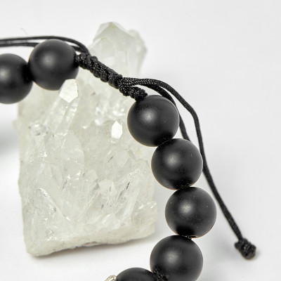 Vòng đá obsidian phối thạch anh mắt hổ vàng nâu và charm vương miệng bạc hạt 10mm - Ngọc Quý Gemstones