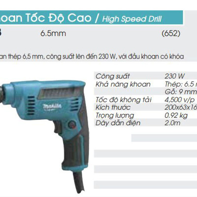 Máy khoan tốc độ cao 6.5mm Makita M6500B