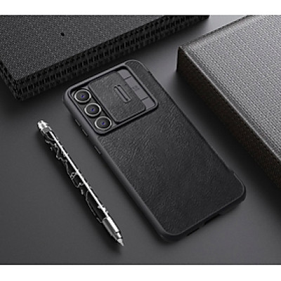 Bao da cho SamSung Galaxy S24 FE chính hãng Nillkin QIN có nắp trượt bảo vệ camera sau - Hàng chính hãng