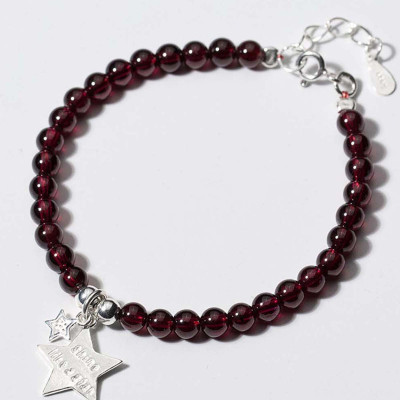Vòng tay đá Garnet phối charm ngôi sao đôi size hạt 6mm mệnh hỏa, thổ - Ngọc Quý Gemstones