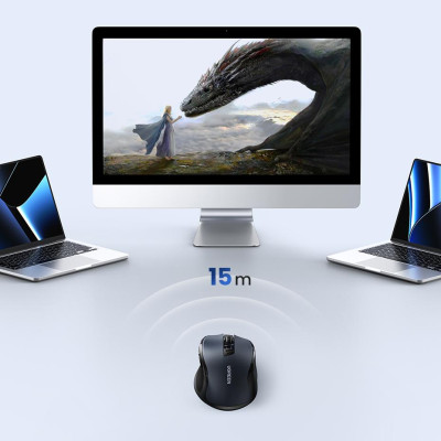 Ugreen UG15508MU006TK 4000DPI 6 nút điều chỉnh kiểu dáng Công thái học Màu Xanh Chuột bluetooth + 2.4ghz không dây Không kèm Pin AA - HÀNG CHÍNH HÃNG