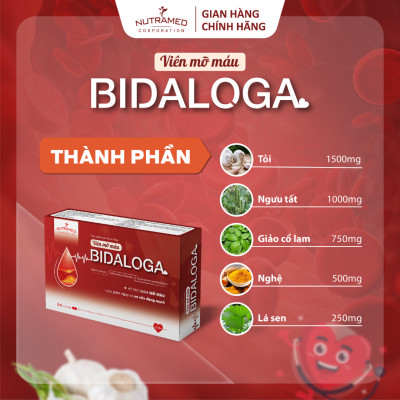 Viên uống Bidaloga hỗ trợ giảm mỡ máu, hạn chế xơ vữa động mạch (30 viên) - Nutramed