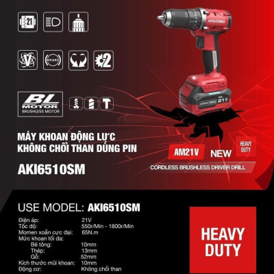MÁY KHOAN PIN 21V AKI6510SM BODY AMAXTOOLS  - HÀNG CHÍNH HÃNG