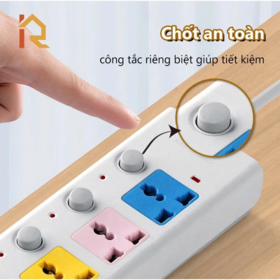 Ổ Cắm Điện Đa Năng Kết Hợp Ổ Cắm USB Chất Lượng Cao 4 Lỗ 3 Chấu Kéo Dài 1.8m Có Công Tắc Tải 2500W Nắp Chống Giật Chống Cháy Tiện Dụng An Toàn Chống Cháy Nổ