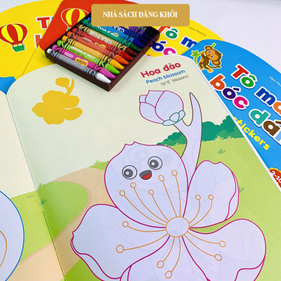 Sách - Bộ Tô Màu Bóc Dán 100+ Stickers (Song Ngữ Anh – Việt), bộ 6 quyển