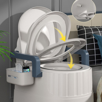 Bồn cầu di động 2 chức năng, Ghế Ngồi toilet Khử Mùi Tiện Dụng cho người già, bà bầu , người bệnh tiện lợi chất liệu nhựa abs cao cấp có tay vịn đệm tựa lưng