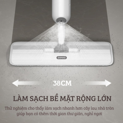 Cây Lau Nhà Phun Sương, Chổi Lau Nhà 360° Lau Sạch Khô Nhanh Cao Cấp Damas P1 Pro - Bản Lau To Giúp Lau Sạch Nhanh Chóng, Khớp Xoay 180 Độ Linh Hoạt - Thiết Kế Mới Tích Hợp Bình Chứa Dung Dịch Với Tốc Độ Phun Sương 0.1s - Hàng Chính Hãng