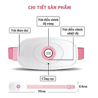 Đai massage bụng kinh-A858, máy làm ấm tử cung, giảm đau ngày rụng dâu