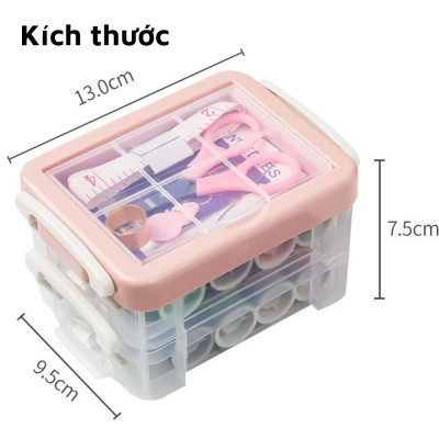 3 TẦNG Hộp Kim Chỉ May Đồ Đa Năng Dùng Trong Gia Đình Tiện Dụng Bộ Hộp Kim Chỉ May Vá Đa Năng Gia Đình Nhiều Tầng - Kim Khâu, Chỉ, Kéo, Thước Dây, Đủ Size Màu Mini - Giao Màu Ngẫu Nhiên