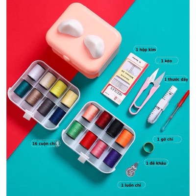 3 TẦNG Hộp Kim Chỉ May Đồ Đa Năng Dùng Trong Gia Đình Tiện Dụng Bộ Hộp Kim Chỉ May Vá Đa Năng Gia Đình Nhiều Tầng - Kim Khâu, Chỉ, Kéo, Thước Dây, Đủ Size Màu Mini - Giao Màu Ngẫu Nhiên