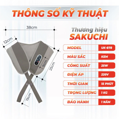 Đai Massage Cổ Vai Gáy Sakuchi UK-878 Được Trang Bị Đến 20 Mức Độ Massage Đáp Ứng Mọi Nhu Cầu Của Người Sử Dụng