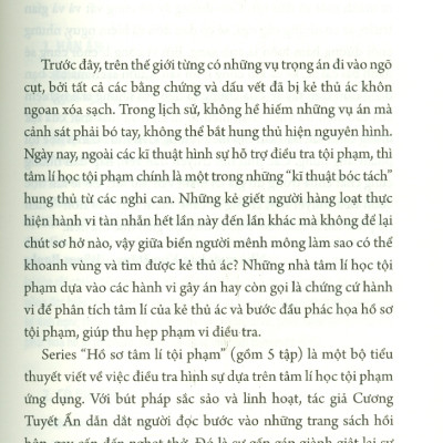 Bộ Sách Chấn Động Nhất Về Tâm Lí Tội Phạm: Hồ Sơ Tâm Lí Tội Phạm - Tập 5