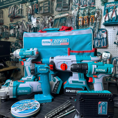 BỘ COMBO 5 MÁY DÙNG PIN 20V NGÀNH XÂY DỰNG (2 pin 4.0Ah +sạc) TOTAL TCKLI2018 - HÀNG CHÍNH HÃNG
