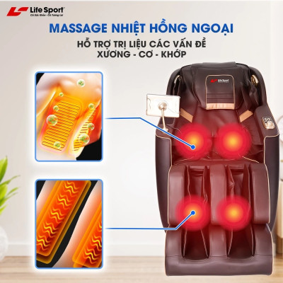Ghế Massage Toàn Thân Lifesport LS-666, Ghế Massage Hiện Đại Với 20 Bài Massage Tự Động, Điều Khiển Bằng Giọng Nói