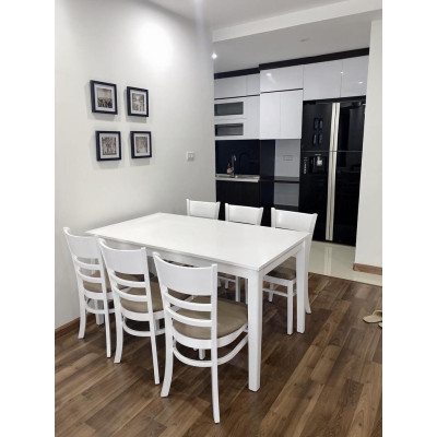 Bộ bàn ăn cabin 1m65 trắng + 6 ghế cabin  Thương hiệu Nội Thất Bình Long 