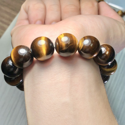 Vòng tay Thạch Anh Mắt Hổ vàng nâu 16mm cao cấp chuẩn 5A