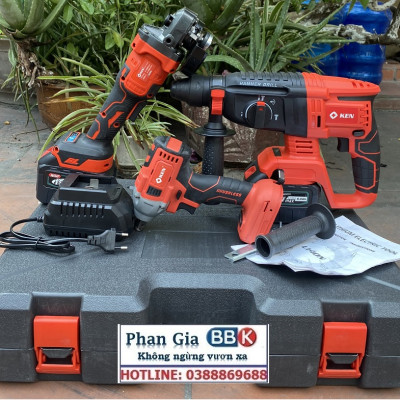 Bộ Combo 3 Trong 1 Gồm Máy Siết Bulong, Máy Mài Cầm Tay Và Máy Khoan Đục Bê Tông Dùng Pin 199V, 2 Pin 15 Cell (Bảo Hành 1 Năm)