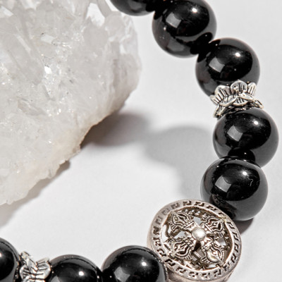 Vòng Đá Núi Lửa Phối Charm Bạc (10mm) Ngọc Quý Gemstones