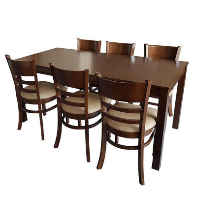 Bộ bàn ăn cabin nâu 1m65 + 6 ghế cabin  Thương hiệu Nội Thất Bình Long 