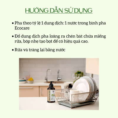 Nước rửa chén hữu cơ Bồ hòn Ecocare tinh dầu Sả Chanh 2000ml