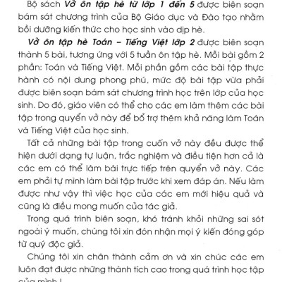 Vở Ôn Tập Hè Toán - Tiếng Việt Lớp 2 (Biên Soạn Theo Chương Trình Mới) 