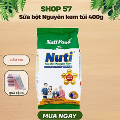 Thùng sữa bột Nguyên Kem Nutifood 400g (30 gói/thùng)