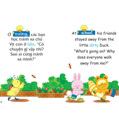 Sách Truyện Tranh Song Ngữ Việt Anh Cho Bé - Tắm Sạch Tắm Thơm Bạn Thương Bạn Mến