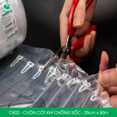 Cuộn cột khí chống sốc - 25cm x 50m - Xốp hơi, đệm hơi đóng gói hàng dễ vỡ - CK02