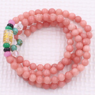 [Mệnh Hỏa, Thổ] Bộ Vòng Chuỗi, Tràng Hạt 108 Hạt 6 Ly Đá Thạch Anh Hồng Đào Charm Lục Tự Chân Ngôn - Tràng Chuỗi Niệm Phật - An Yên - Thịnh Vượng - May Mắn - Tài Lộc