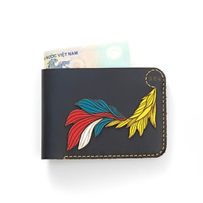 Bộ sản phẩm ví Cá Chép Mùa Trăng , hiệu Khắc Tên, chất liệu da bò - Hàng chính hãng